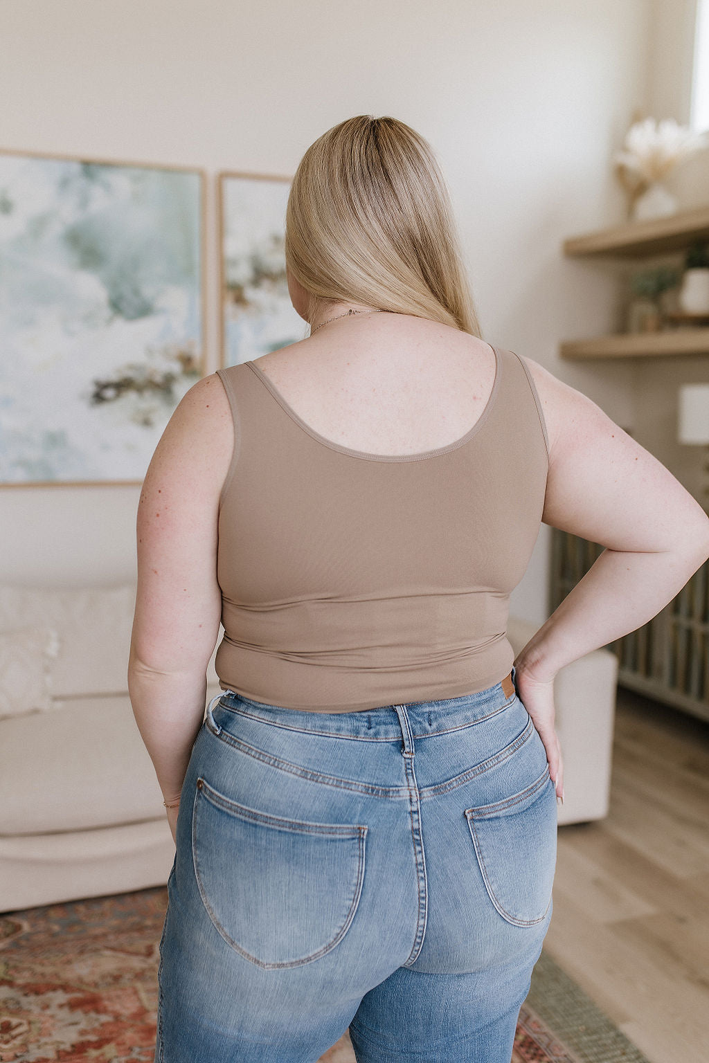 Carefree Seamless Reversible Tank in Light Mocha