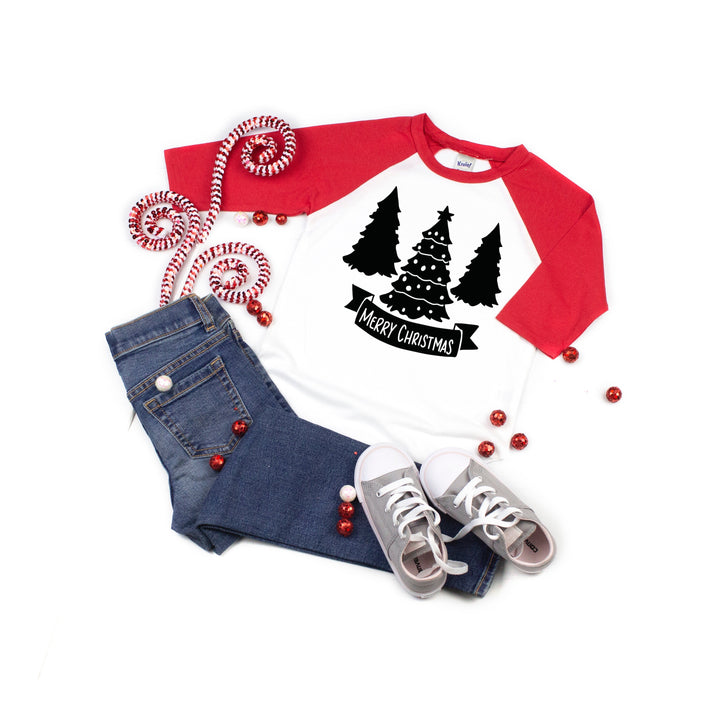 Merry Christmas Tree Kids Raglan